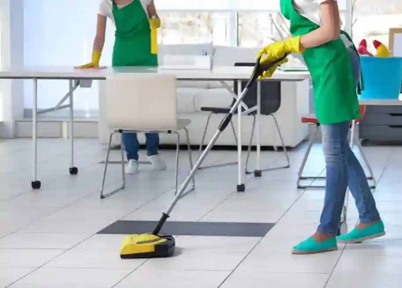 Cleaning executives cleaning house.